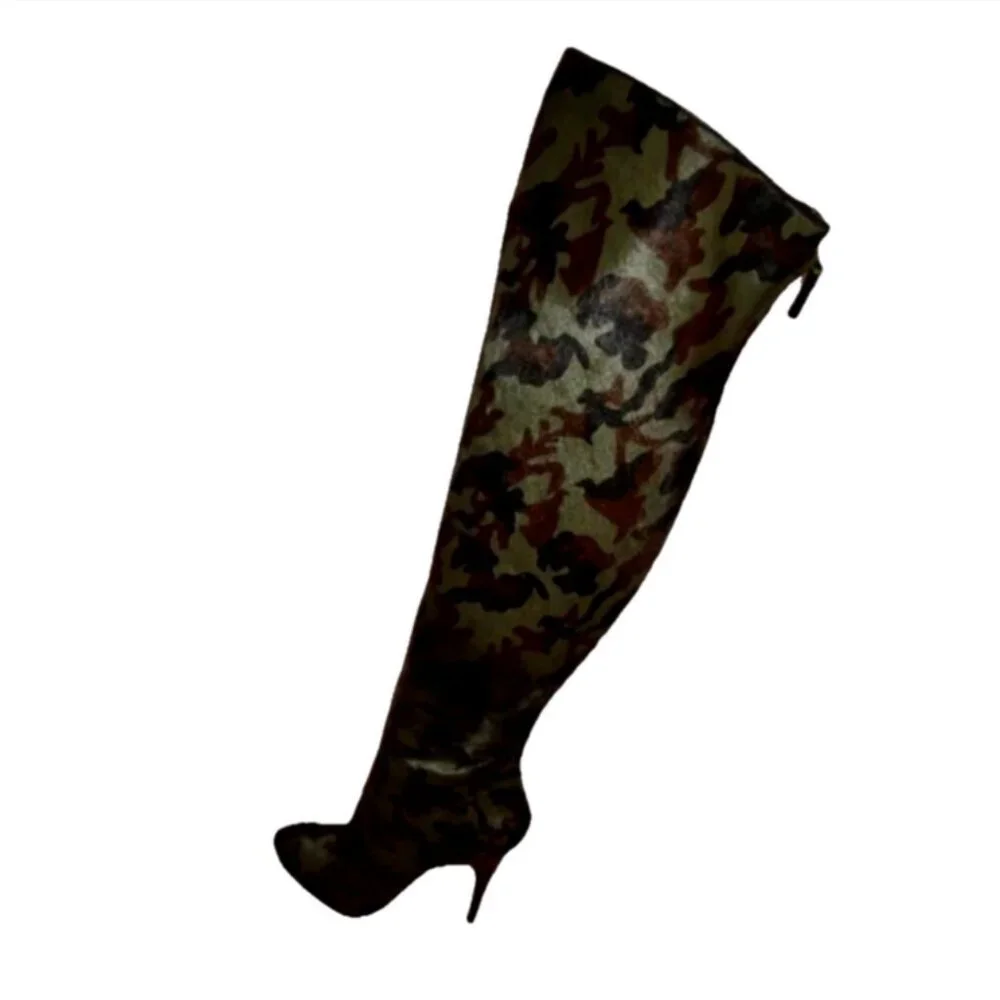 NWOB Nine West Bam Camo Calf Hair Over The Knee Boots